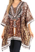Stylish Rhinestone Lace-Up V-Neck Women's Caftan Poncho Cover-Up by Sakkas Aymee