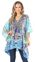 Stylish Rhinestone Lace-Up V-Neck Women's Caftan Poncho Cover-Up by Sakkas Aymee