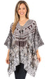 Stylish Rhinestone Lace-Up V-Neck Women's Caftan Poncho Cover-Up by Sakkas Aymee