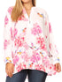 Sakkas Fara Women's Casual Floral Print Lightweight Long Sleeve Blouse Tunic Top