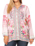 Sakkas Issa Women's Long Sleeve Floral Print Casual Button Down Shirt Blouse Top