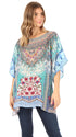 Sakkas Ella Women's Casual Short Sleeve Boxy Trendy Print Boho Blouse Top Tunic