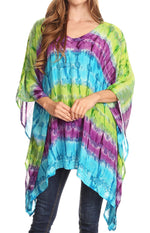 Sakkas Adalwin Desert Sun Lightweight Circle Ponch Tunic Top Blouse W / Embroidery