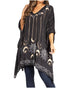 Sakkas Adalwin Third Tie Dye Desert Sun Circle Ponch Tunic Top Blouse W/Embroidery