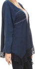 Sakkas Isenia Cardigan Open Front Kimono Long Sleeve Embroidered Top Blouse Lace