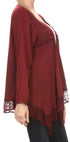 Sakkas Isenia Cardigan Open Front Kimono Long Sleeve Embroidered Top Blouse Lace