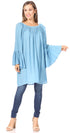 Sakkas Anna Casual Flowy Wide Neck 3/4 Sleeve Light Summer Boho Blouse Top