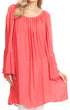 Sakkas Anna Casual Flowy Wide Neck 3/4 Sleeve Light Summer Boho Blouse Top