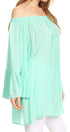 Sakkas Anna Casual Flowy Wide Neck 3/4 Sleeve Light Summer Boho Blouse Top