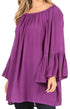 Sakkas Anna Casual Flowy Wide Neck 3/4 Sleeve Light Summer Boho Blouse Top