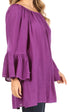Sakkas Anna Casual Flowy Wide Neck 3/4 Sleeve Light Summer Boho Blouse Top