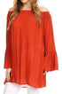 Sakkas Anna Casual Flowy Wide Neck 3/4 Sleeve Light Summer Boho Blouse Top