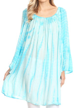 Sakkas Anna Casual Flowy Wide Neck 3/4 Sleeve Light Summer Boho Blouse Top