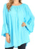 Sakkas Anna Casual Flowy Wide Neck 3/4 Sleeve Light Summer Boho Blouse Top