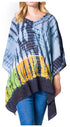 Sakkas Eliana Wide Long Tall Embroidered Tie Dye Ombre Batik Poncho Top Blouse