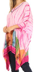 Sakkas Eliana Wide Long Tall Embroidered Tie Dye Ombre Batik Poncho Top Blouse