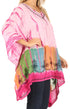 Sakkas Eliana Wide Long Tall Embroidered Tie Dye Ombre Batik Poncho Top Blouse
