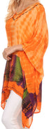 Sakkas Eliana Wide Long Tall Embroidered Tie Dye Ombre Batik Poncho Top Blouse
