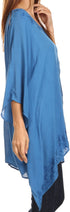 Sakkas Wren Lightweight Circle Poncho Top Blouse With Detailed Embroidery
