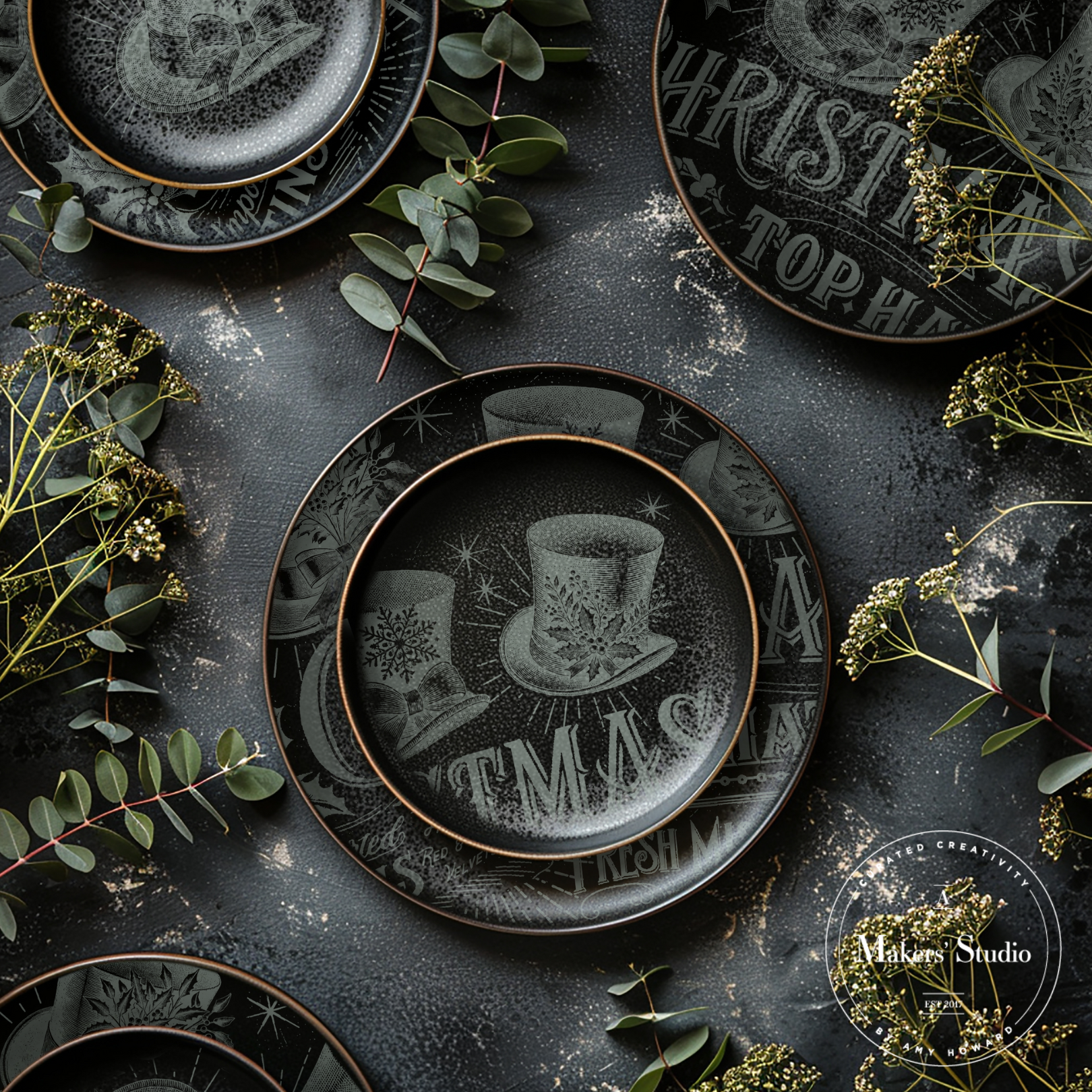 Christmas Top Hats - Mesh Stencil 8.5x11