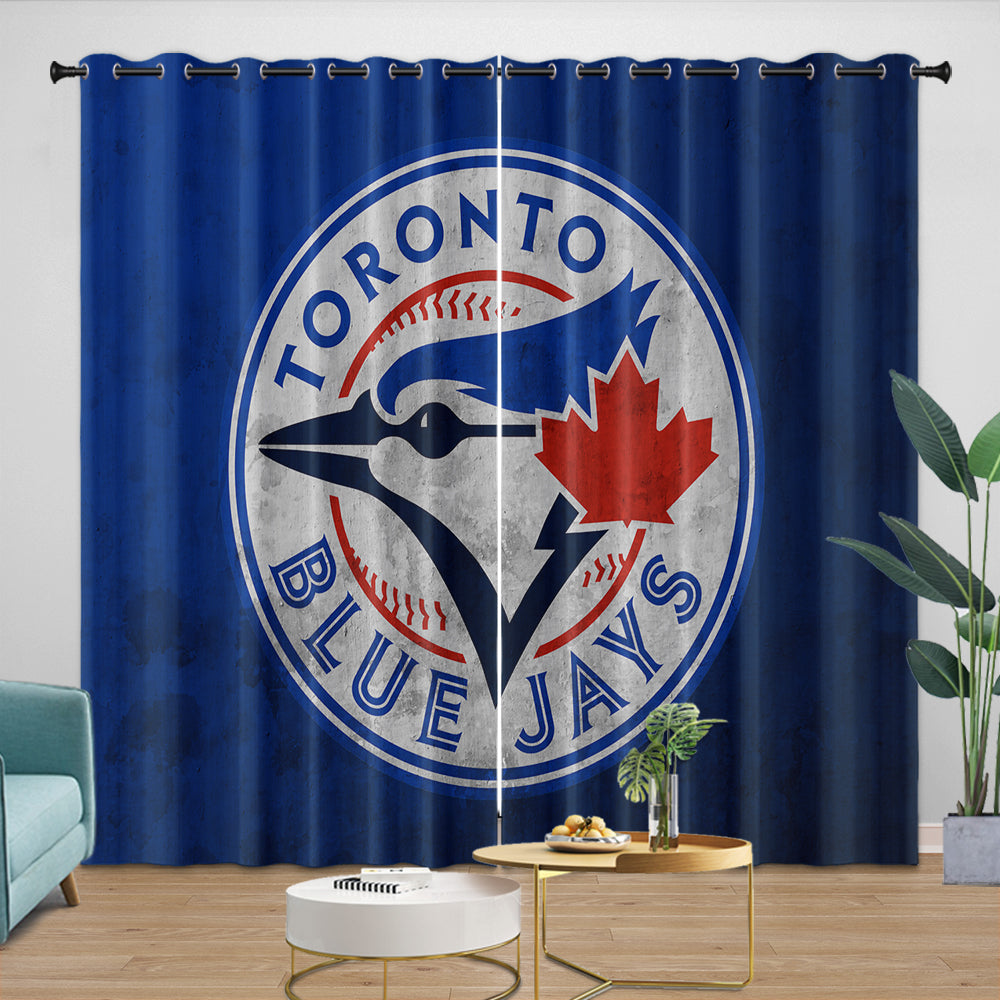 Toronto Blue Jays Curtains Blackout Window Drapes Room Decoration