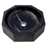 Toros Black Marble Octagon Vessel Sink Bowl Polished (D)16" (H)5"