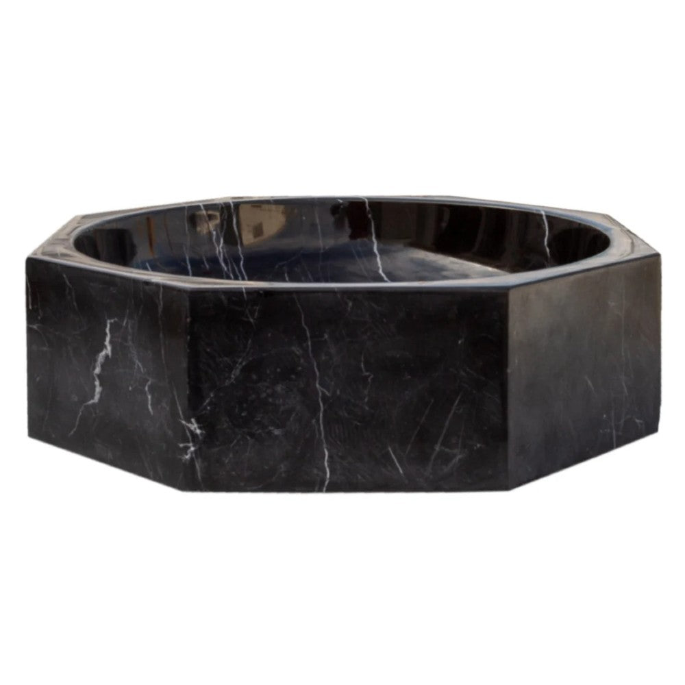Toros Black Marble Octagon Vessel Sink Bowl Polished (D)16
