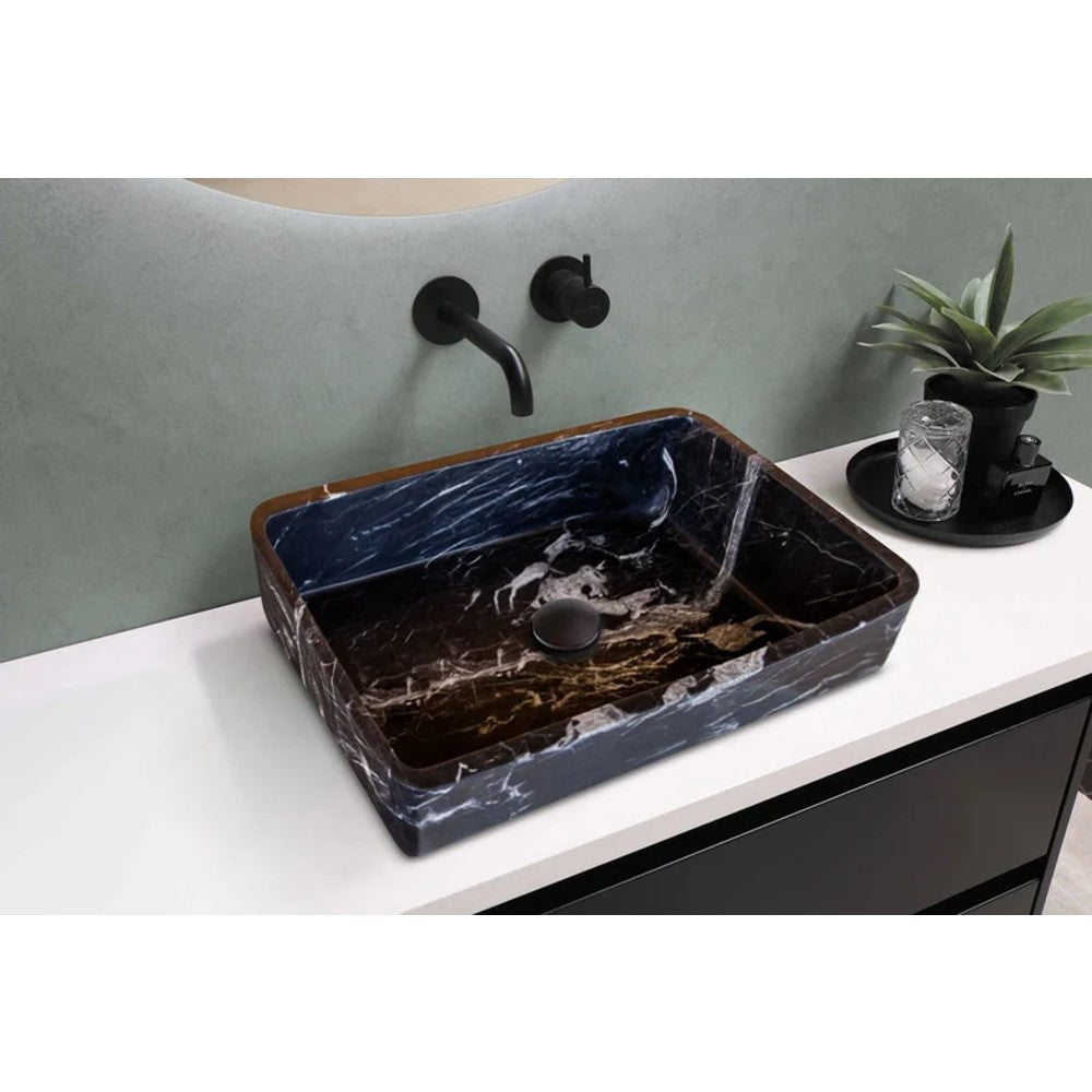 Toros Black Marble Rectangular Sink Semi-Polished (W)14.4 (L)20.3