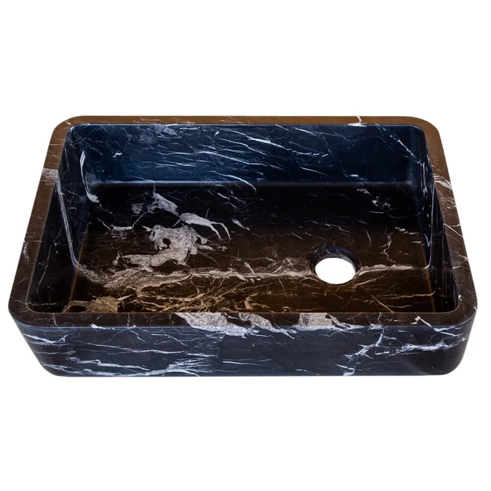 Toros Black Marble Rectangular Sink Semi-Polished (W)14.4 (L)20.3