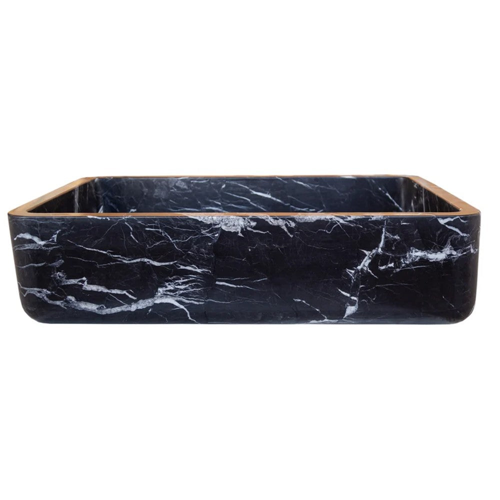 Toros Black Marble Rectangular Sink Semi-Polished (W)14.4 (L)20.3
