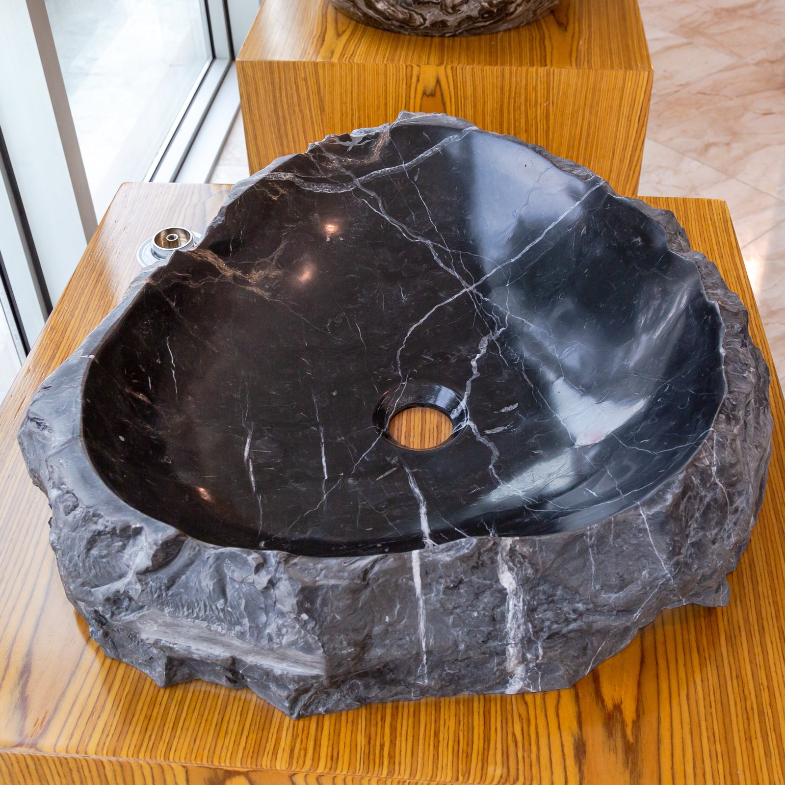 Toros Black Marble Natural Stone Vessel Sink (W)17