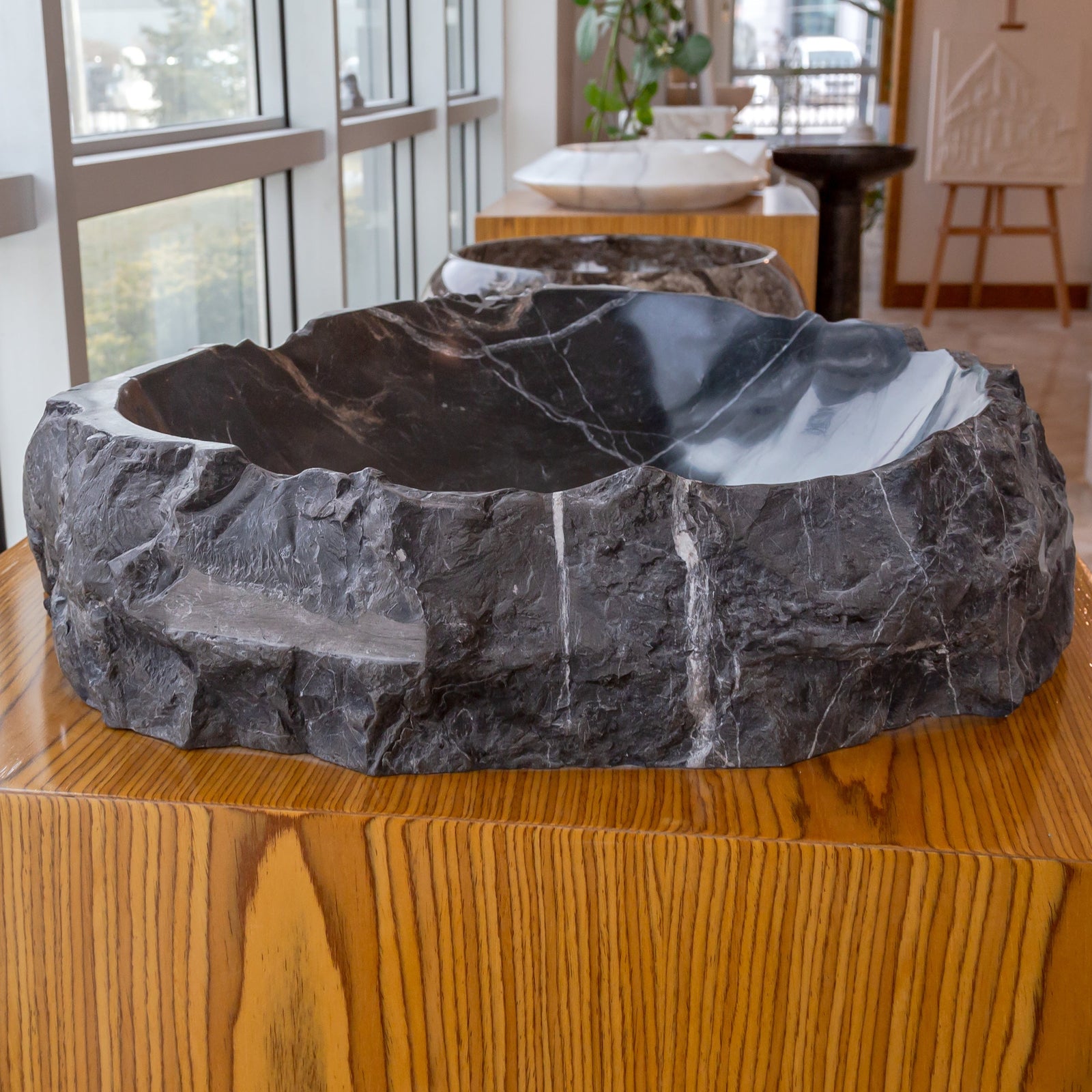 Toros Black Marble Natural Stone Vessel Sink (W)31