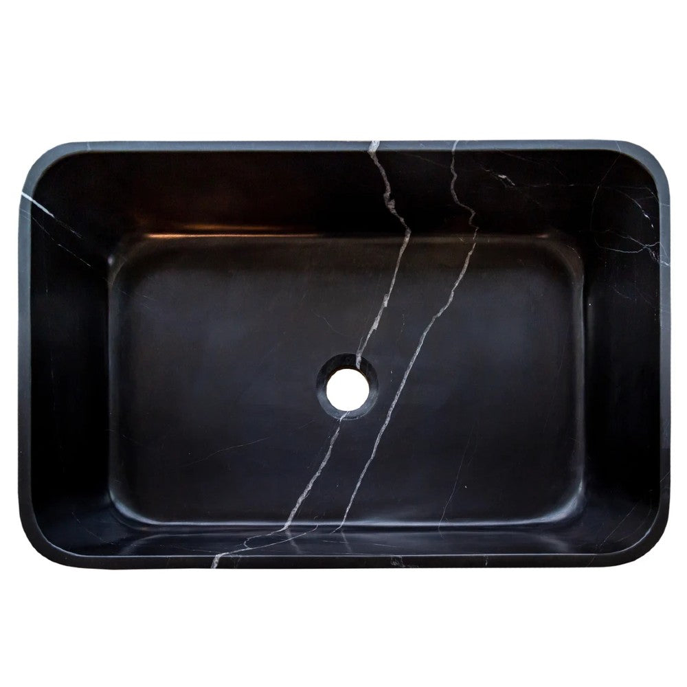 Toros Black Marble Farmhouse Rectangular Sink Polished (W)13.5" (L)21.5" (H)6"