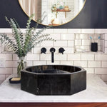 Toros Black Marble Octagonal Above-vanity Bathroom Sink Polished (D)16" (H)5"