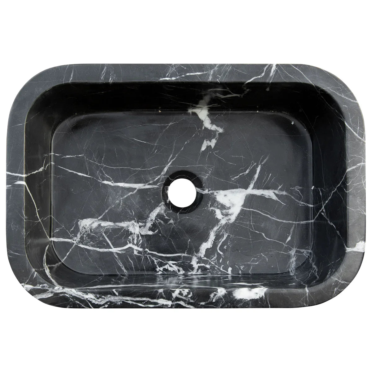 Toros Black Marble Rectangular Wall-mount Bathroom Sink (W)12