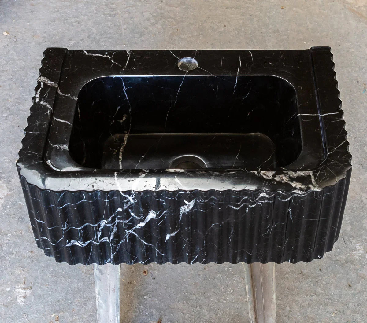 Toros Black Marble Rectangular Wall-mount Bathroom Sink Polished (W)12