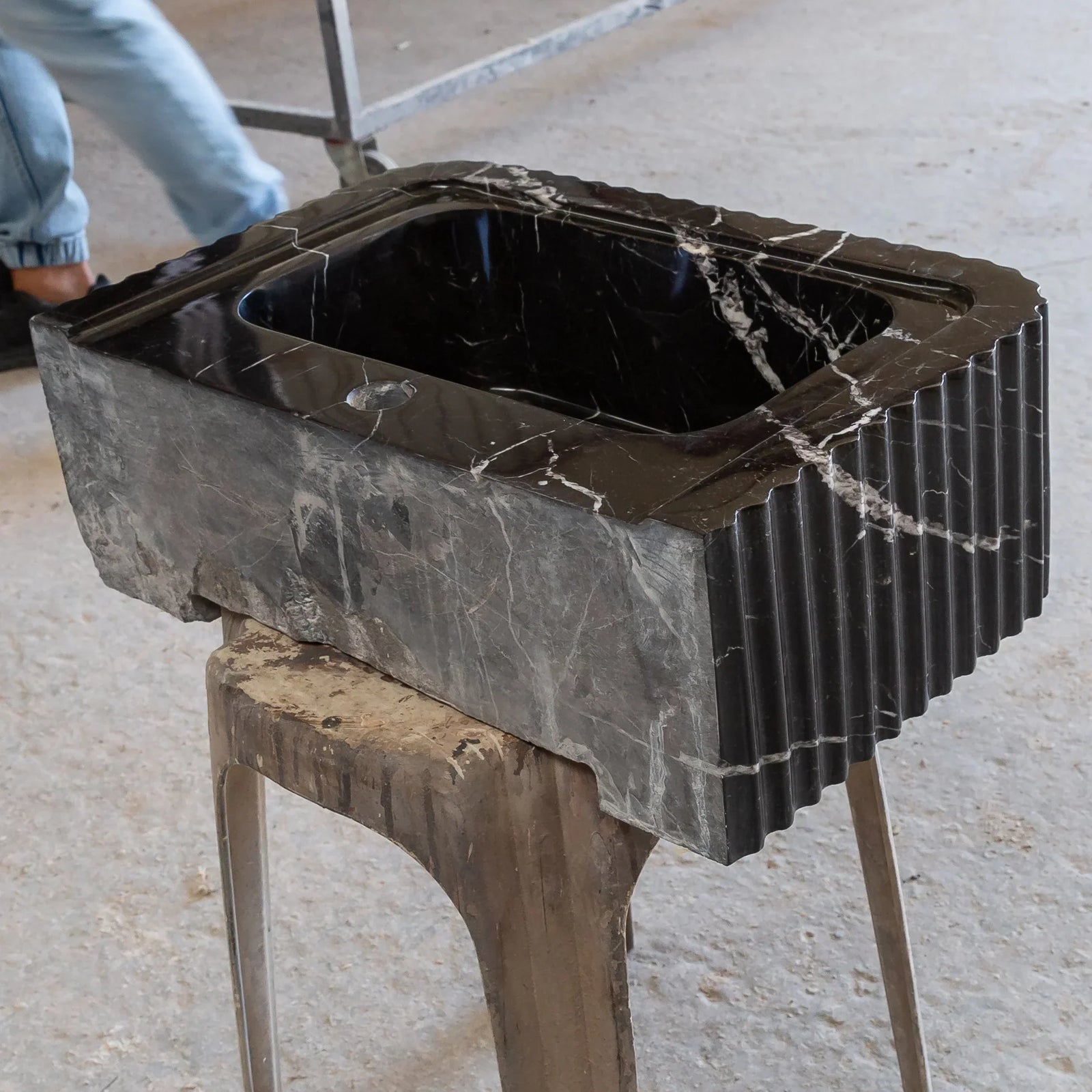 Toros Black Marble Rectangular Wall-mount Polished Sink (W)12