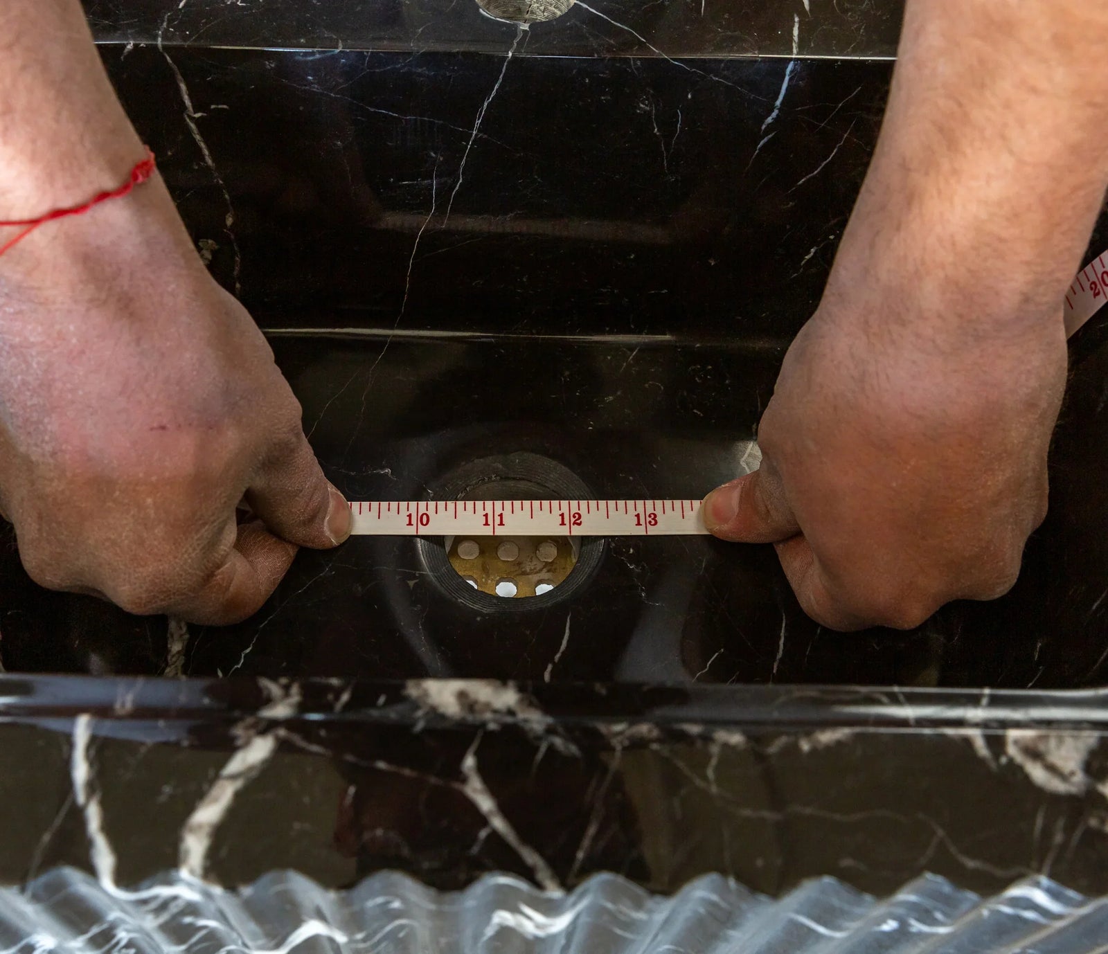 Toros Black Marble Rectangular Wall-mount Polished Sink (W)12