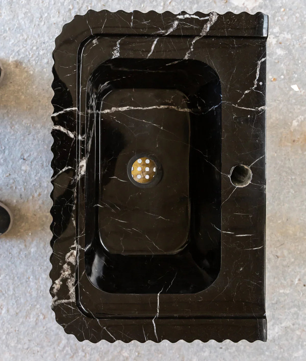 Toros Black Marble Rectangular Wall-mount Bathroom Sink Polished (W)12