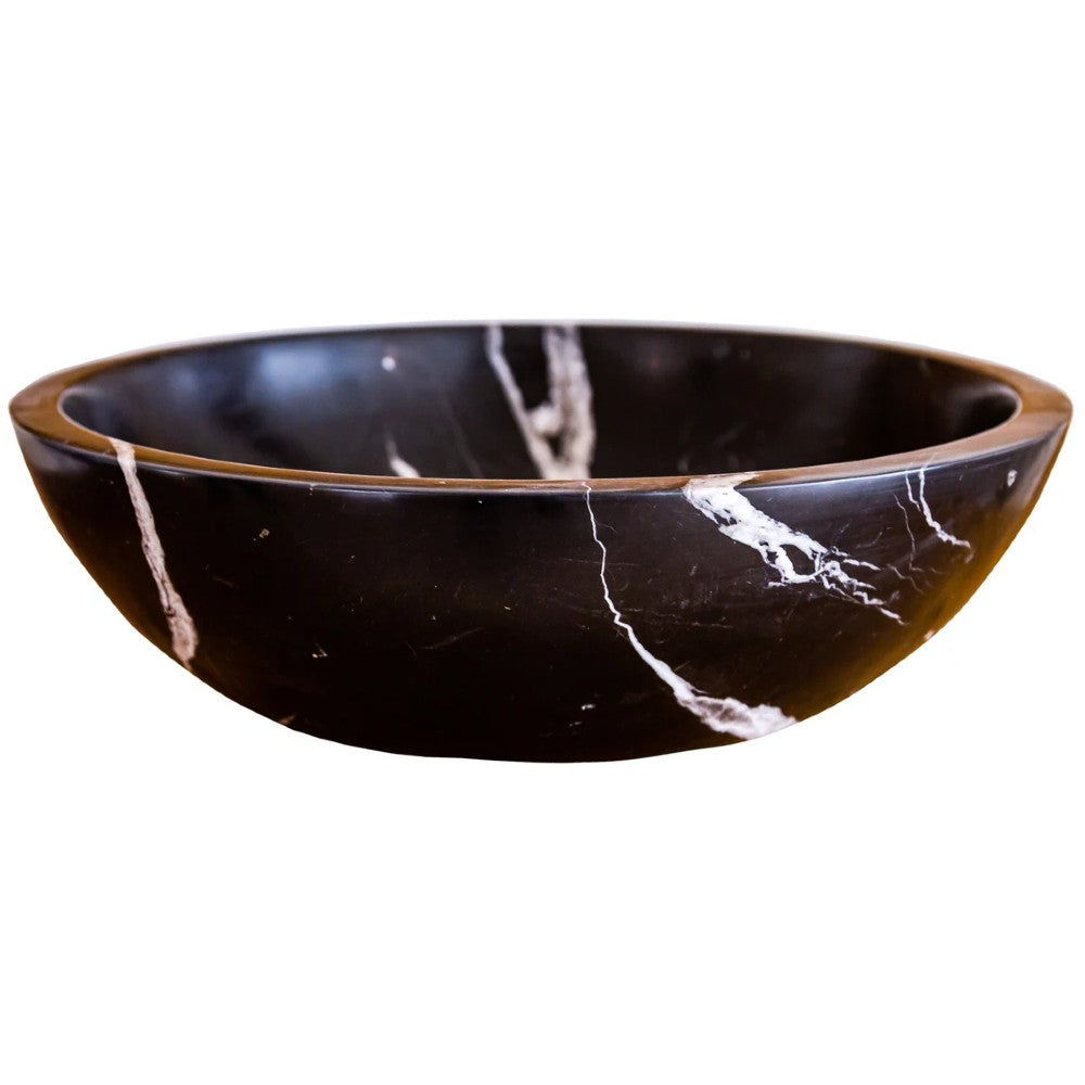 Natural Stone Toros Black Marble Vessel Sink Bowl Polished (D)16
