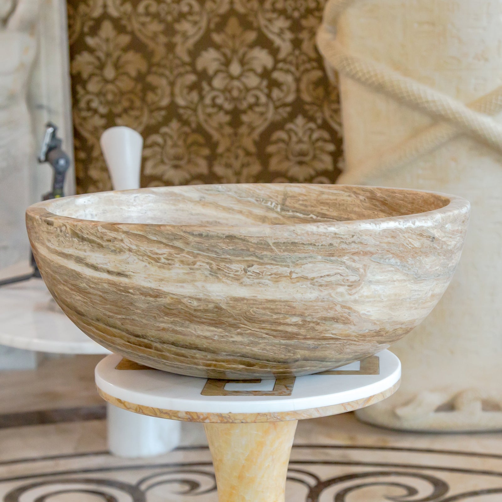 Traonyx Travertine Onyx Natural Stone Vessel Sink (D)16
