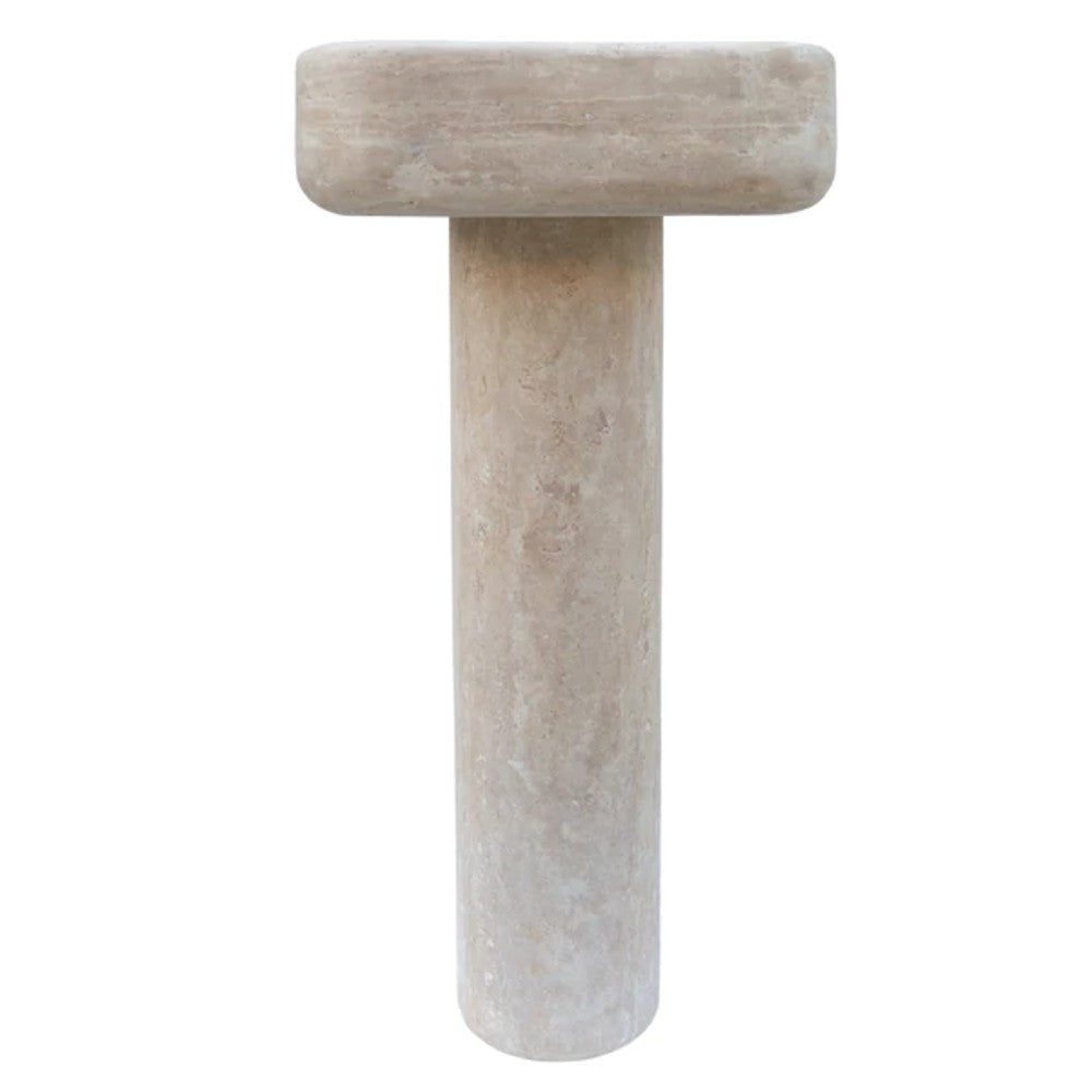 Troia Light Travertine Pedestal Stand-alone Sink Honed and Filled (W)15