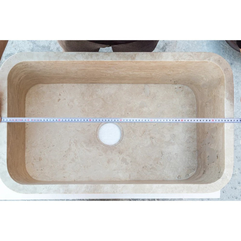 Troia Light Travertine Rectangular Farm Sink Honed and Filled (W)18