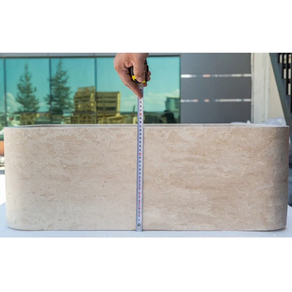 Troia Light Travertine Rectangular Farm Sink Honed and Filled (W)18" (L)30" (H)10"