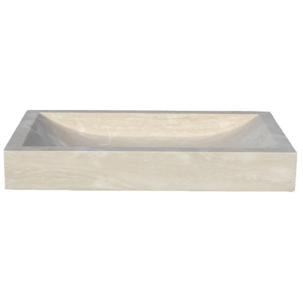 Troia Light Travertine Rectangular Vessel Sink Honed and Filled (W)16
