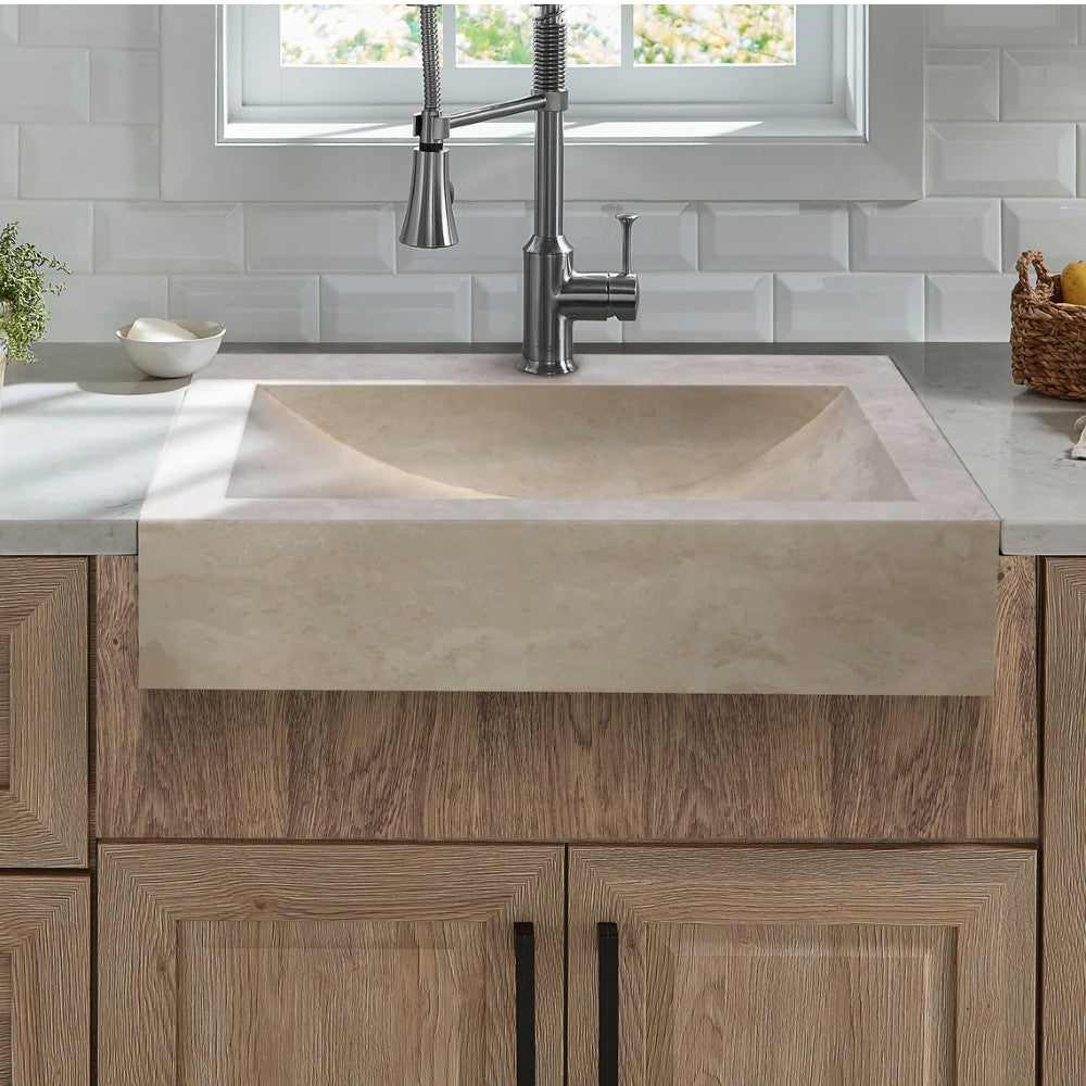 Troia Light Travertine Rectangular Sink Honed and Filled (W)18