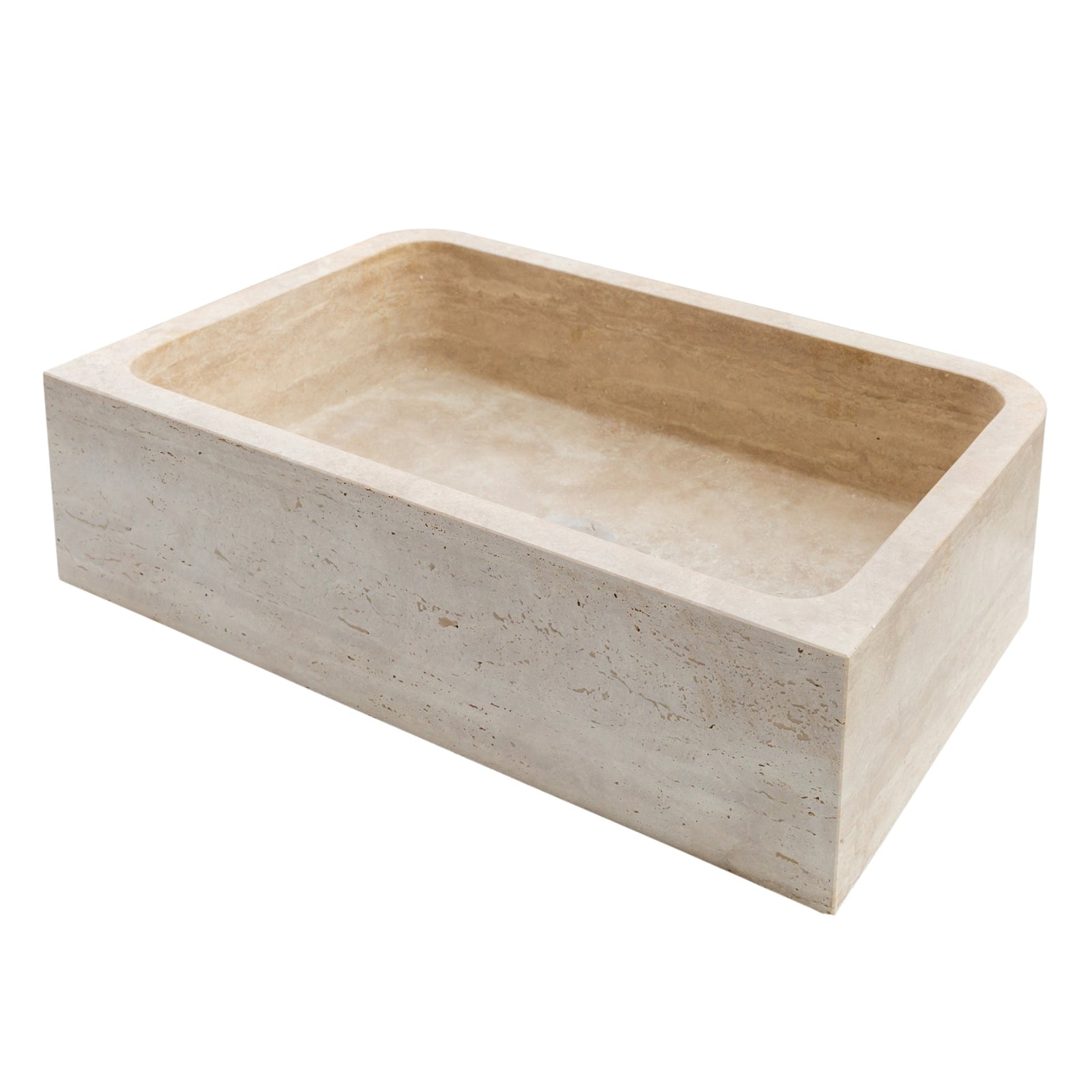 Troia Light Travertine Farmhouse Sink Honed and Filled (W)18