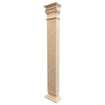 Troia Light Travertine Rectangular Italian Hand-carved Column (W)16" (L)16" (H)111"
