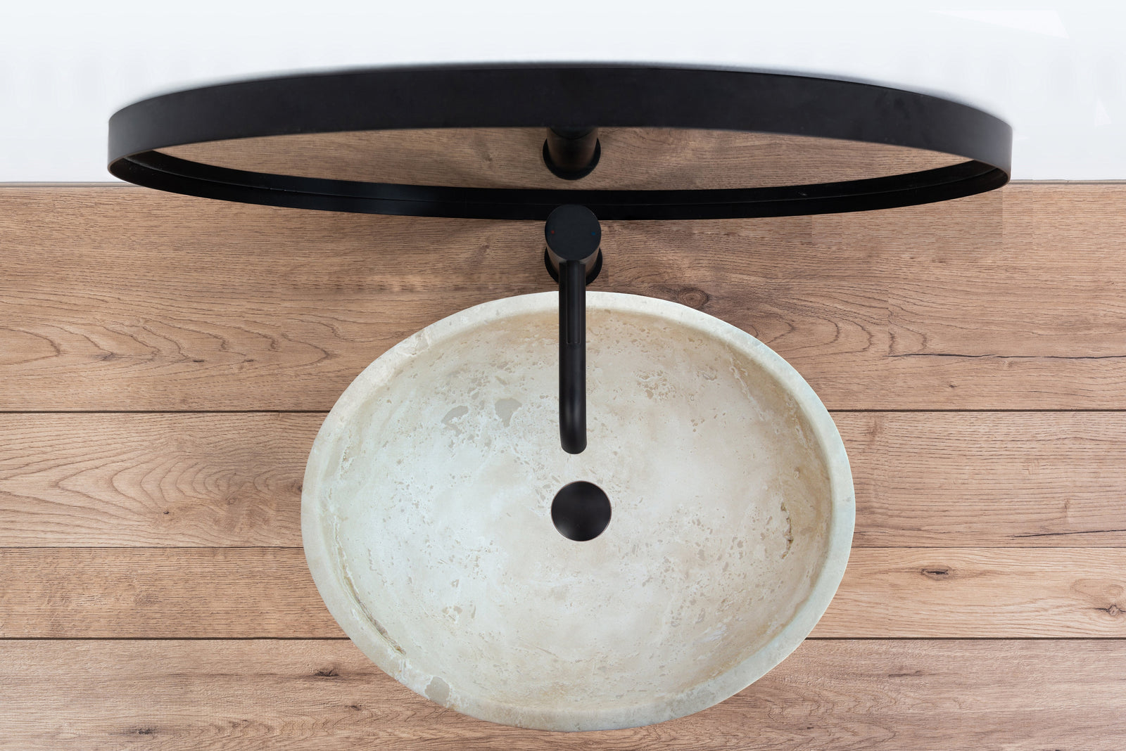 Troia Light Travertine Natural Stone Oval Vessel Sink (W)16