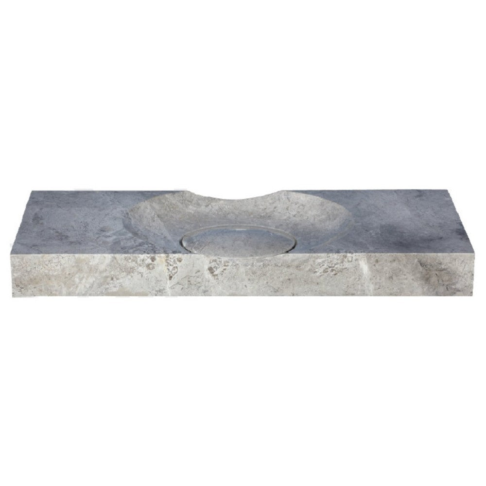 Tundra Grey Marble Rectangular Vessel Sink Honed (W)18